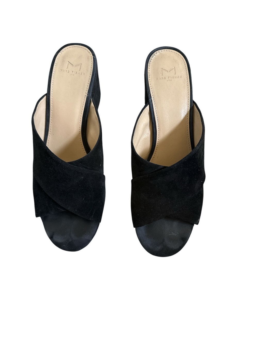 Marc Fisher Black Suede Slide Sandals